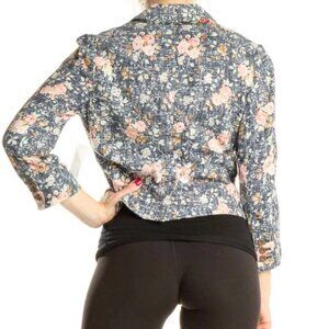 Anthro | Daughters Blue and Pink Floral Cropped Blazer, Size 8